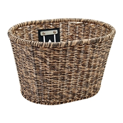 Electra Plastic Woven Basket - Light Brown/Black